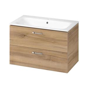 Cersanit S801-539 - Dulap suspendat de baie NIKO cu lavoar, 80 x 45 cm, nuc imagine