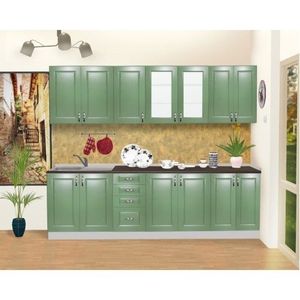 Bucatarie Zebra 260 cm din MDF Verde cu blat termoizolant negru imagine