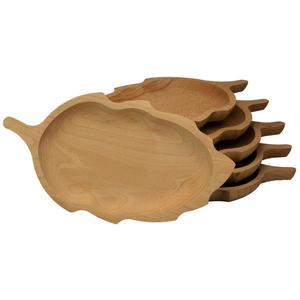 Set 6 farfurii Frunza, lemn fag, 34 x 18 cm imagine