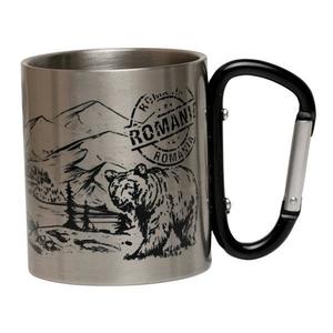 Cana cu carabiniera Mountain Bear, 150 ml, negru, metal, pentru calatorii si drumetii imagine