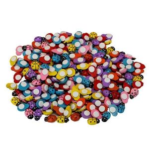 Set 200 buburuze multicolor din lemn, 0.9 x 1.2 cm, autoadezive imagine