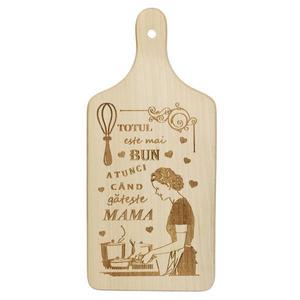 Tocator Gateste MAMA, dreptunghiular, lemn, cu maner, 30 x 14 cm imagine