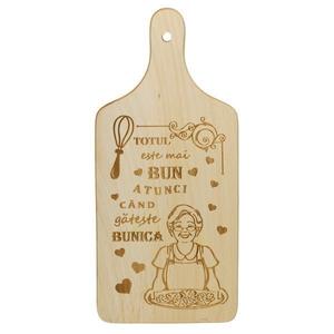 Tocator Gateste BUNICA, dreptunghiular, lemn, cu maner, 30 x 14 cm imagine