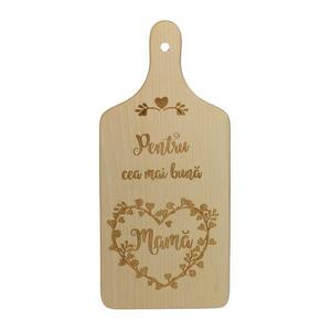 Tocator pentru cea mai buna MAMA, dreptunghiular, lemn, cu maner, 30 x 14 cm imagine