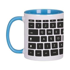 Cana ceramica, Piksel, 300 ml, tastatura, birou, programator, IT, interior si maner colorat albastru imagine