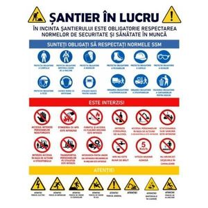 Banner indicator „Santier în lucru-SSM” – 110×140 cm imagine