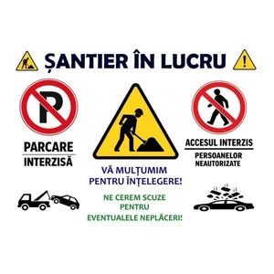 Banner „Șantier în lucru-Parcare interzisă” – 110×80 cm imagine