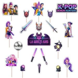 Set figurine tort/brioșe Kpop Demon Hunters, Bita Decorations, Photo Paper Glossy imagine