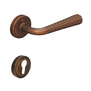 Set maner usa cu cilindru Lina, cu rozeta rotunda, finisaj cupru antichizat CB imagine