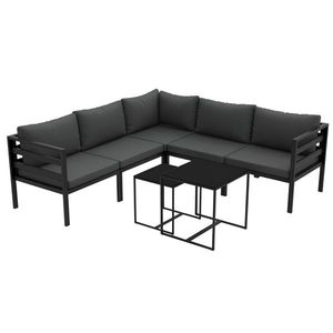 Outsunny Set de Mobilier de Gradina din 7 Piese cu Canapea de Colt, Masa de Cafea, Set de Mobilier Sectional, Gri | Aosom Romania imagine
