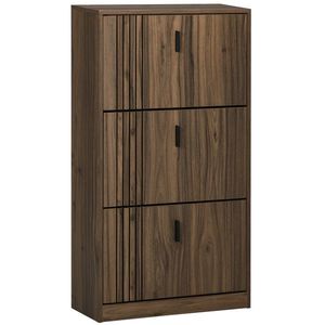 HOMCOM Dulap pentru Pantofi, Organizator de Pantofi cu 3 Sertare si Rafturi Reglabile pentru 18 Perechi, 63x24x114 cm, Nuc | Aosom Romania imagine