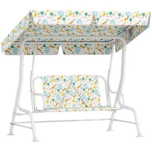 AIYAPLAY Leagăn pentru Copii cu Copertină Reglabilă și Centură de Siguranță, 120x112x75 cm, Alb | Aosom Romania imagine