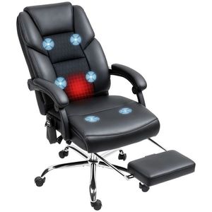HOMCOM Scaun de Birou cu Masaj prin Vibrații, Spătar Înalt și Înălțime Reglabilă, 66x64x113-121 cm, Negru | Aosom Romania imagine