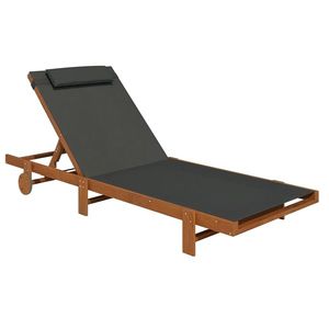 Outsunny Șezlong cu Roți, Spătar Reglabil în 4 Poziții și Tetieră, 84x200x101 cm, Negru | Aosom Romania imagine
