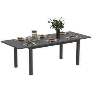 Outsunny Masă Extensibilă pentru Grădină din Aluminiu și Blat cu Șipci, 160/220x90x73 cm, Gri | Aosom Romania imagine