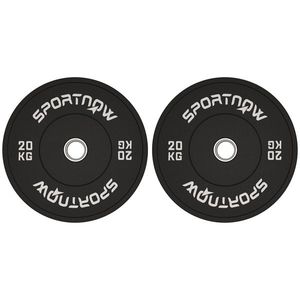 SPORTNOW Set de Discuri de Greutate cu Protecție din Cauciuc Solid cu Orificii, Փ45x8 cm, Negru | Aosom Romania imagine
