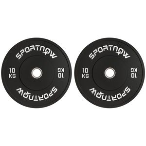 SPORTNOW Set Discuri de Greutate din Cauciuc Solid cu Orificii, Փ45x4 cm, Negru | Aosom Romania imagine
