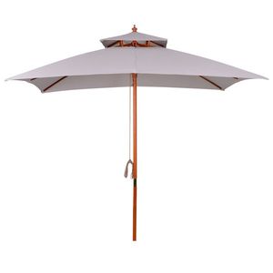 Outsunny Umbrelă de Grădină cu Sistem cu Coardă și Parasolar cu 2 Niveluri, 300x300x297 cm, Gri | Aosom Romania imagine