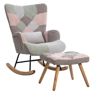 Scaun balansoar cu suport pentru picioare și pernă lombară, design ergonomic, Colorat imagine