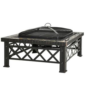 Outsunny Brazier pentru Grădină cu Capac de Protecție și Grătar, Ideal pentru Seri în Aer Liber, Design Pragmatic | Aosom Romania imagine