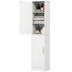 HOMCOM Coloană de Baie cu 2 Dulapuri și 6 Rafturi Reglabile, Alb | Aosom Romania imagine