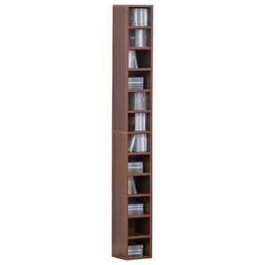 Biblioteca tip coloana cu 12 etajere, din MDF, sustine maxim 15kg 21x20x175cm, maro HOMCOM | Aosom RO imagine