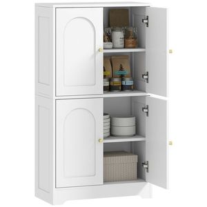 HOMCOM Bufet bucătărie, mobilier de bucătărie depozitare cu 4 uși curbate și 2 rafturi reglabile, 60 x 30 x 110 cm, alb | Aosom Romania imagine