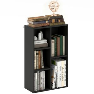 HOMCOM Bibliotecă raft de depozitare 2 niveluri cu 5 compartimente, pentru sufragerie dormitor birou, 50x24x80cm, negru | Aosom Romania imagine