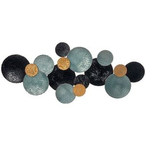 Decorațiune de perete 3D HOMCOM cu Cercuri 121 cm x 4 cm x 53 cm Metal Albastru + Negru | Aosom Romania imagine