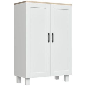HOMCOM Mobilier Auxiliar Modern cu 2 Uși Raft Reglabil și Bază Înălțată pentru Living Bucătărie Sufragerie 60x30x90 cm Alb | Aosom Romania imagine