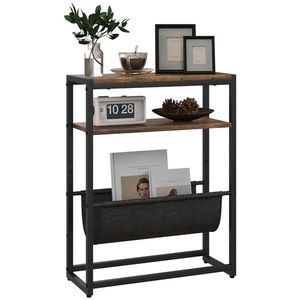 HOMCOM Masa de cafea cu etajeră și suport pentru reviste structură din oțel design industrial - 43l x 18P x 56H cm | Aosom Romania imagine