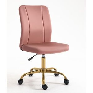 Vinsetto Scaun de birou design contemporan cu pivot 360° ergonomic spătar curb înălțime reglabilă înveliș din catifea 56 x 60 x 102 cm roz și aurie | Aosom Romania imagine