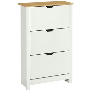 HOMCOM Raft pentru pantofi cu 3 compartimente, capacitate 18 perechi, 72x26x112 cm, alb + maro | Aosom Romania imagine