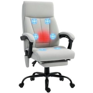 Vinsetto Fotoliu de birou cu funcție de masaj și încălzire, suport pentru picioare, până la 120 kg, Gri | Aosom Romania imagine
