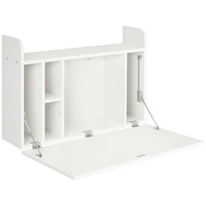 HOMCOM Birou suspendat, masă de perete rabatabilă și birou de perete cu depozitare - 77 x 20 x 51 cm | Aosom Romania imagine