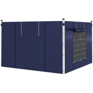 Outsunny Curtine Pavilion, Set de 2, pentru Pavilion de Grădină 3x6m sau 3x3m, cu Ferestre și Uși, Albastru | Aosom Romania imagine