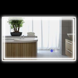 kleankin Miroir de salle de bain rectangulaire mural lumineux LED horizontal ou vertical, 100 x 60 cm | Aosom Romania imagine