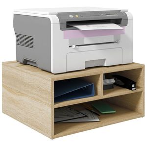 HOMCOM Organizator birou aspect lemn cu 3 compartimente, suport imprimantă dim. 47L x 40l x 22, 5H cm | Aosom Romania imagine