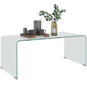 HOMCOM Masa de cafea din sticlă masă de salon rectangulară design modern din sticlă temperată cu margini rotunjite sigure transparent | Aosom Romania imagine