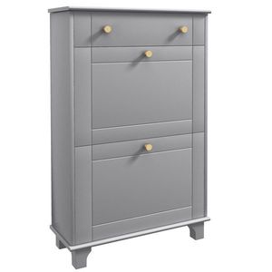 HOMCOM Mobilier Pantofar Ingust cu 2 Usi Basculante si 1 Sertar pentru 8 Perechi de Pantofi 60x23, 5x98, 5 cm Gri | Aosom Romania imagine