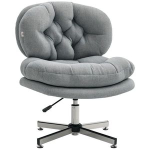 HOMCOM Scaun de birou fără brațe, scaun de birou confortabil cu șezut tapițat și înălțime reglabilă, Gri | Aosom Romania imagine