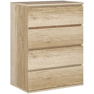 HOMCOM Comodă 4 sertare mobilier de depozitare design minimalist fără mânere 60 x 40 x 80 cm natural | Aosom Romania imagine