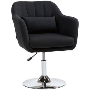 HOMCOM Fotoliu rotativ, fotoliu de birou reglabil pe înălțime, material textil de in, metal, 60 x 60 x 79-91 cm, Negru | Aosom Romania imagine