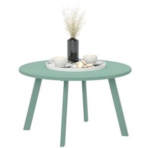 Outsunny Masa de cafea mică rotundă, masă auxiliară cu protecții anti-alunecare, cadru din metal, pentru grădină, Ø 70 x 42 cm, verde | Aosom Romania imagine