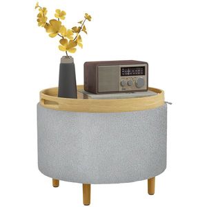 HOMCOM Scaun depozitare, Teddyfleece, capac ascuns, reversibil, 56 cm x 56 cm x 42 cm, Gri | Aosom Romania imagine