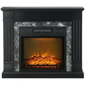 HOMCOM Semineu Electric de Podea cu Temporizator, Flacara Realista si Temperatura Reglabila, din Metal, ABS si PAL, 80x21.6x67.8 cm, Negru | Aosom RO imagine