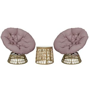 Outsunny Set de bistro pentru balcon, set de terasă, set rezistent la intemperii, perne detașabile, 85 cm x 70 cm x 82 cm, Natural + Maro deschis | Aosom Romania imagine