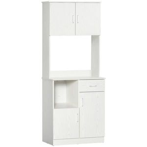 HOMCOM Bufet de bucătărie armoire de cuisine multi-depozitare 4 uși 1 sertar raft + mare blat 71 x 41 x 178 cm MDF alb | Aosom Romania imagine