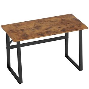 HOMCOM Birou pentru Computer, 120x60x76 cm Birou Lungu cu Colțuri Rotunjite și Structură din Oțel, Masă PC Industrială, pentru Casă, Studiu, Dormitor, Birou, Maro Rustic | Aosom Romania imagine