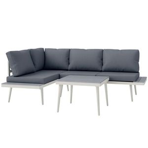 Outsunny Set Mobilier de Grădină din 3 Piese cu 2 Canapele cu Spătar Reglabil în 5 Poziții și Măsuță, 139x63x65 cm, Gri | Aosom Romania imagine